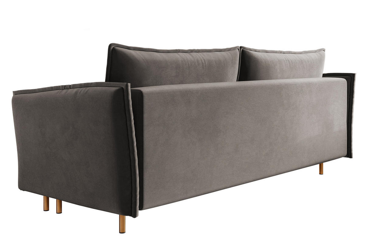 SCHLAFSOFA Ummo Grau Velours - Goldfarben/Grau, Textil/Metall (230/88/90cm) - Selsey