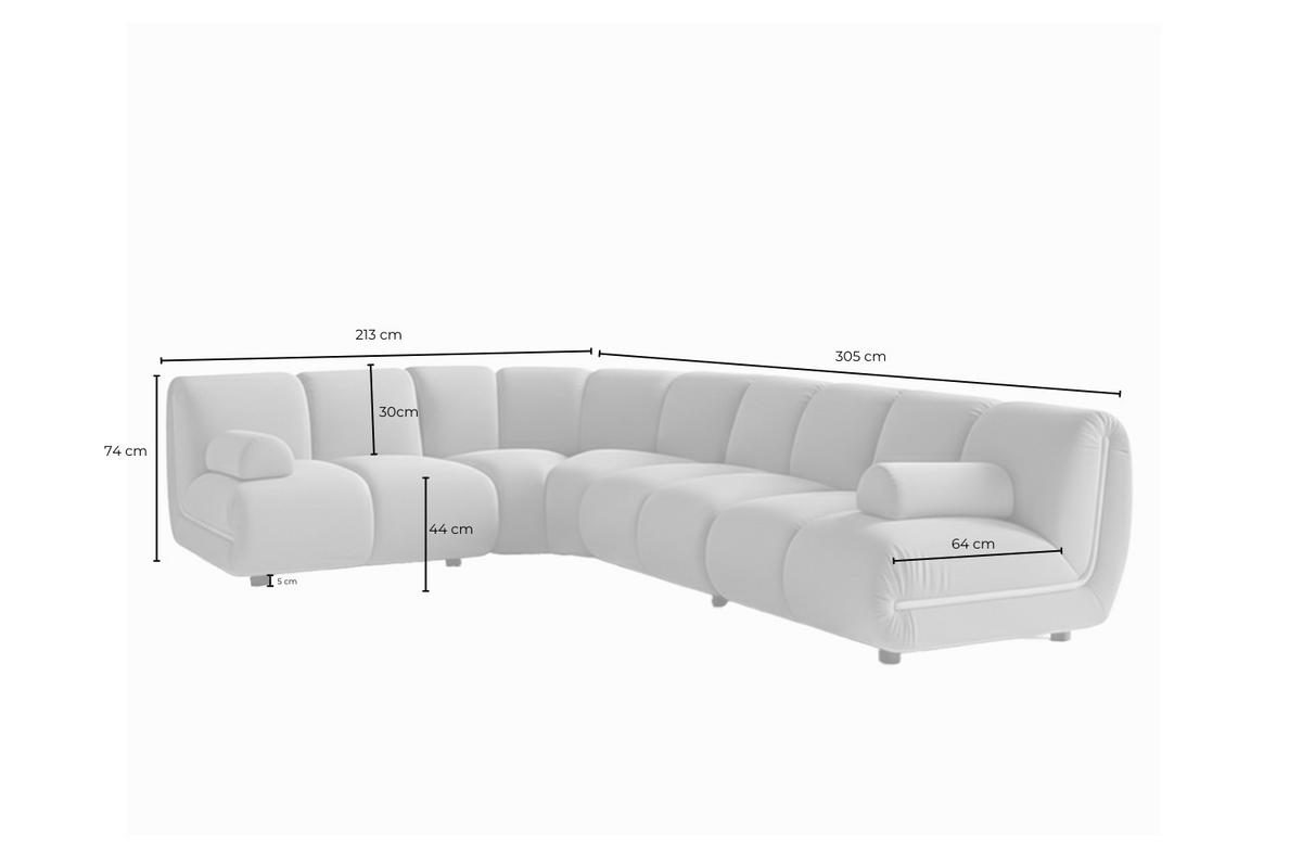 MODULSOFA LAYLA Taupe Velvet - Taupe/Schwarz, Buchenholz/Textil (305/213cm) - KAWOLA