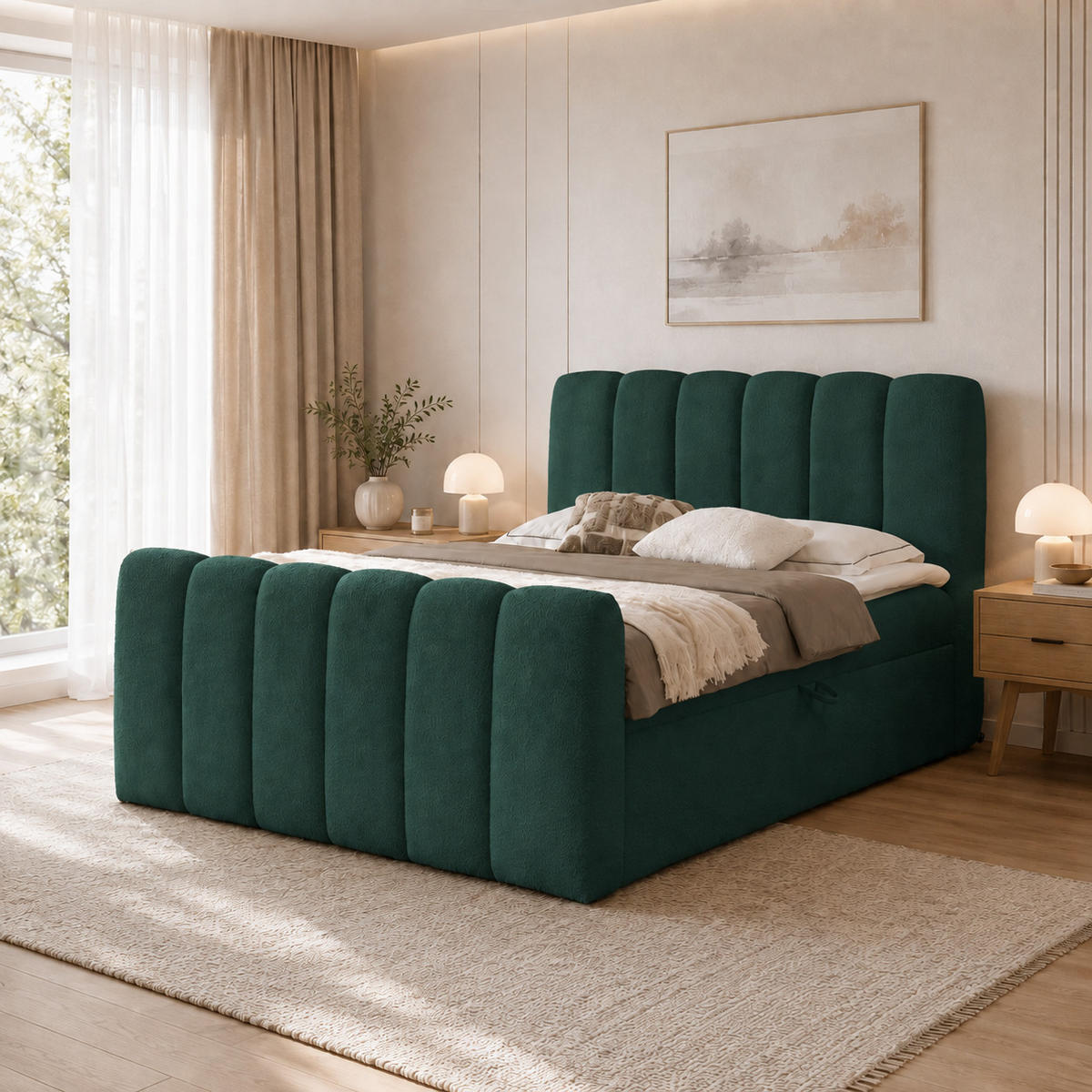 BOXBETT mit Topper und Stauraum 120x200 cm in Grün - Grün, Textil (120/200cm) - Home Collective