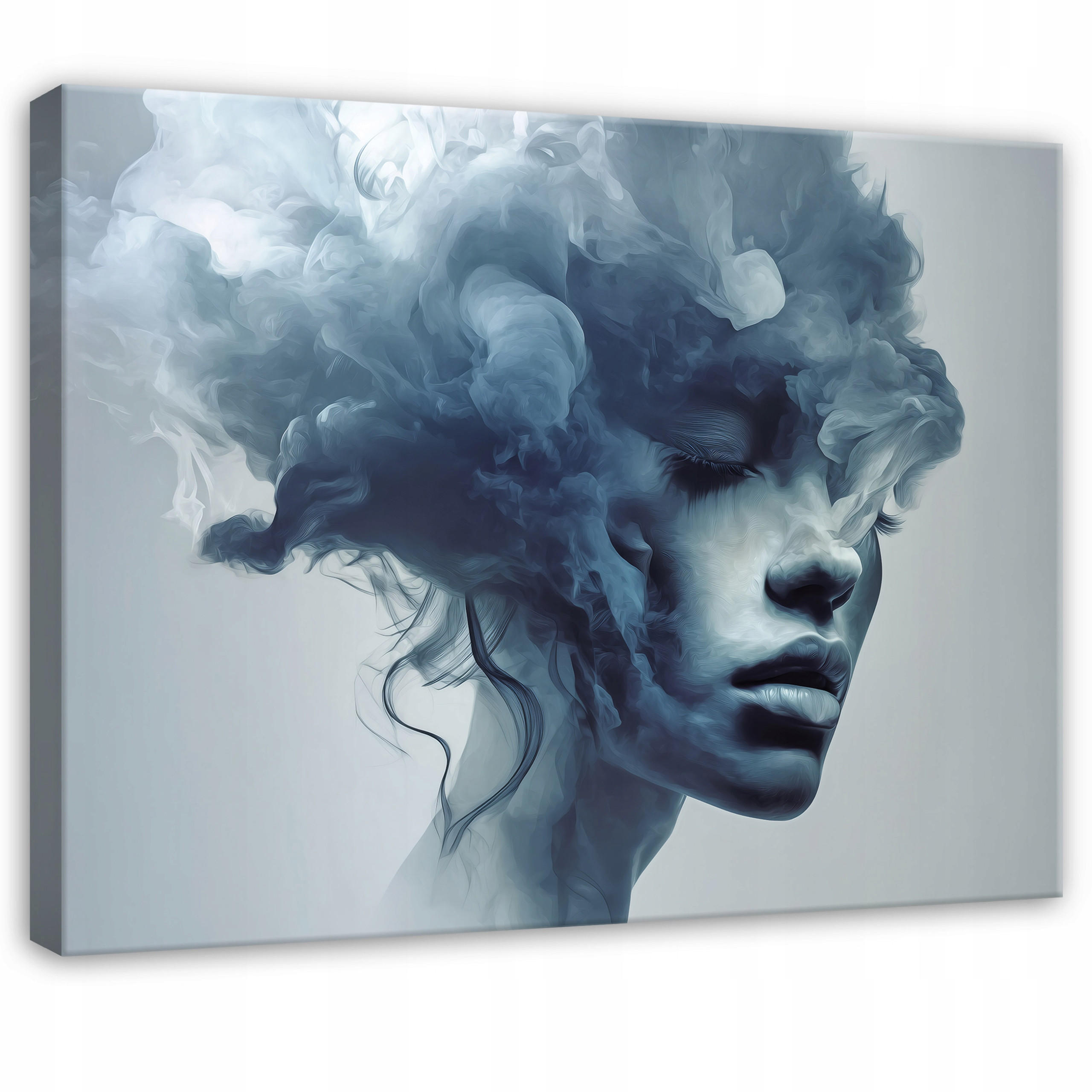 LEINWANDBILD Frau Gesicht Blau 100x70 cm - Multicolor, Holzwerkstoff (100/70cm) - Wallarena