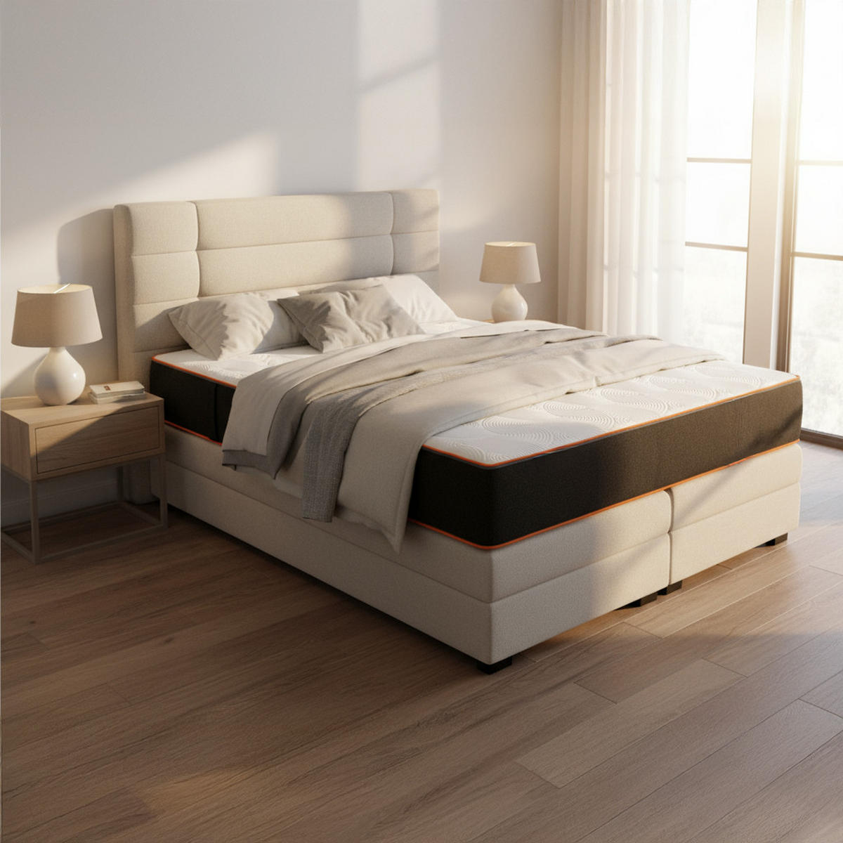 KALTSCHAUMMATRATZE-DUO-EXTRA-DICK 25 cm 140x200 cm H3/H4, 7-Zonen, atmungsaktiv & punktelastisch - Weiß, Textil (140/200cm) - Lunea