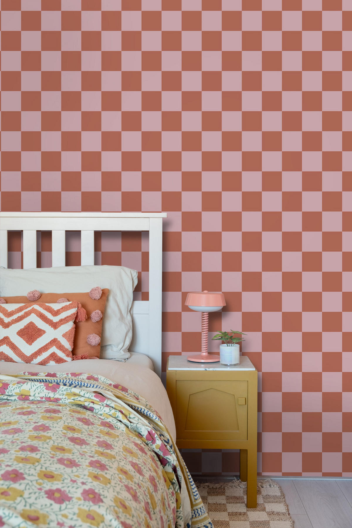 TAPETE Karomuster 53 cm x 10.05 m - Terracotta, Papier (53/1000cm) - ESTAhome