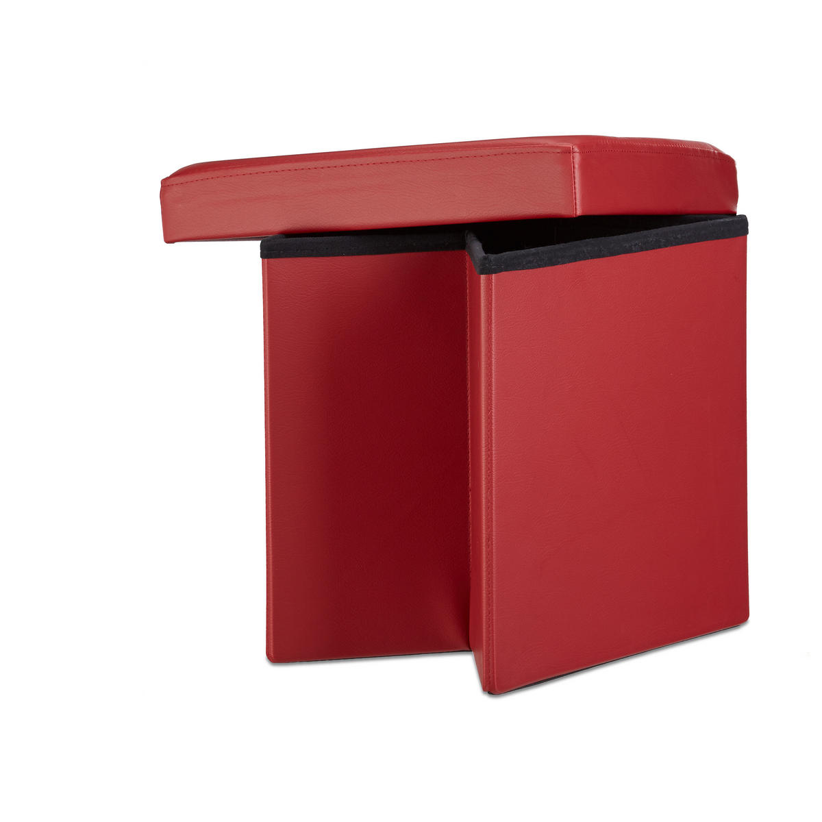 FALTBARER Sitzhocker - Dunkelrot, Holzwerkstoff/Kunststoff (38/38/38cm) - Relaxdays