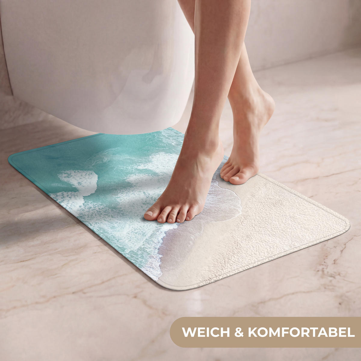 WC PŘEDLOŽKA Pláž - Moře - Příroda - Léto 40x60 cm - tyrkysová, textil/plast (40/1cm) - OnlyWow