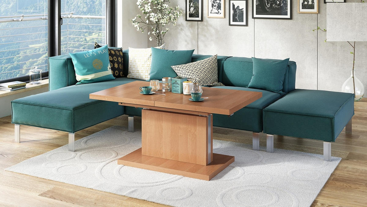 COUCHTISCH rechteckig Erle ausziehbar höhenverstellbar - Erlefarben, Holzwerkstoff (80/120/56cm) - designimpex