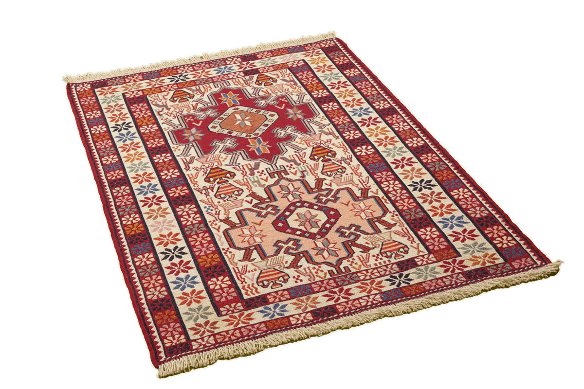 HANDWEBTEPPICH Sumak Shahsavan Beige 103/78 cm Schurwolle - Beige, Textil (78/103cm) - Looma