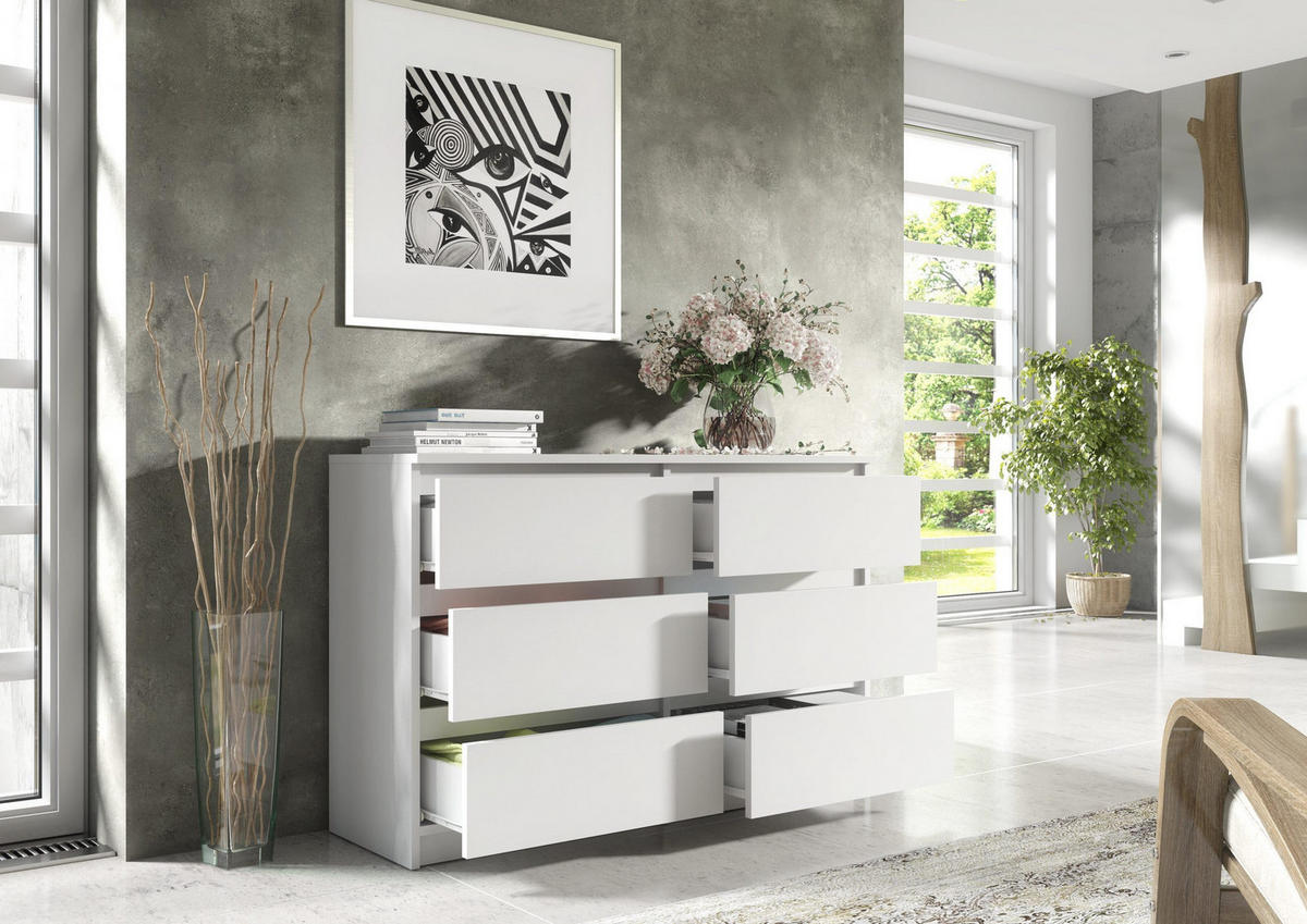 KOMMODE 100 Weiß 100x78,5x39 cm - Weiß, Holzwerkstoff (100/78.5/39cm) - Mobelsta