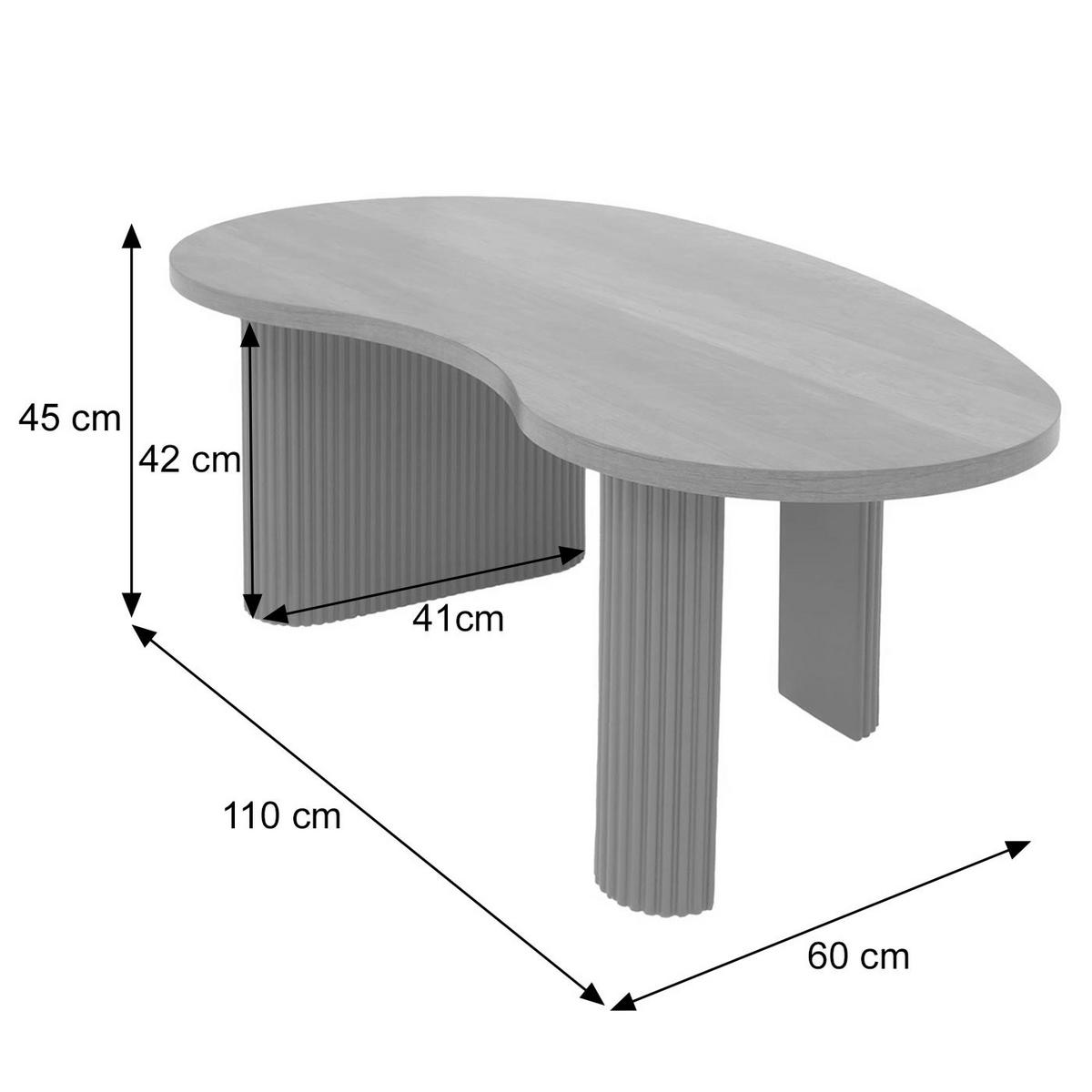 COUCHTISCH organisch Schwarz - Schwarz, Holz (60/110/45cm) - MCW