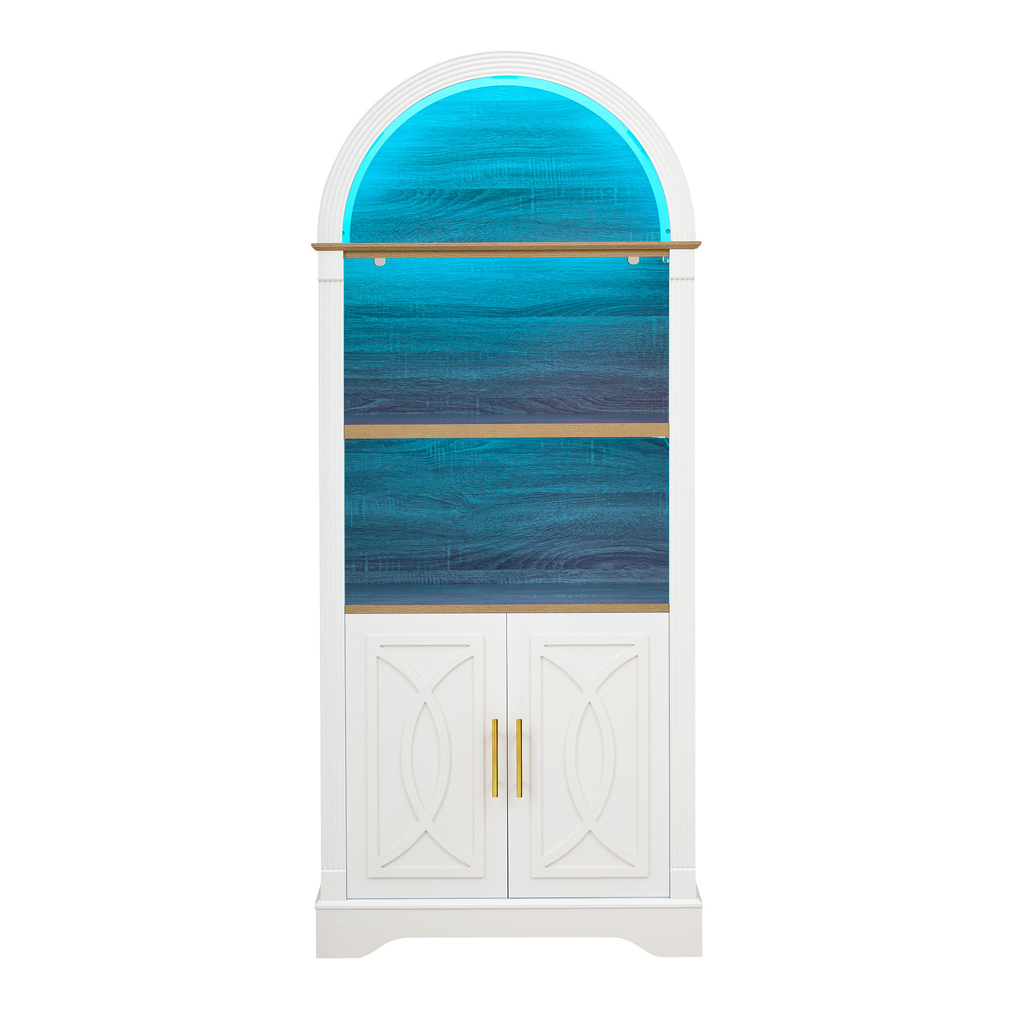 HIGHBOARD DE-38328 76/40/180 cm mit LED-Beleuchtung Weiß - Weiß, Holzwerkstoff (76.2/180/40cm) - ComfortXL