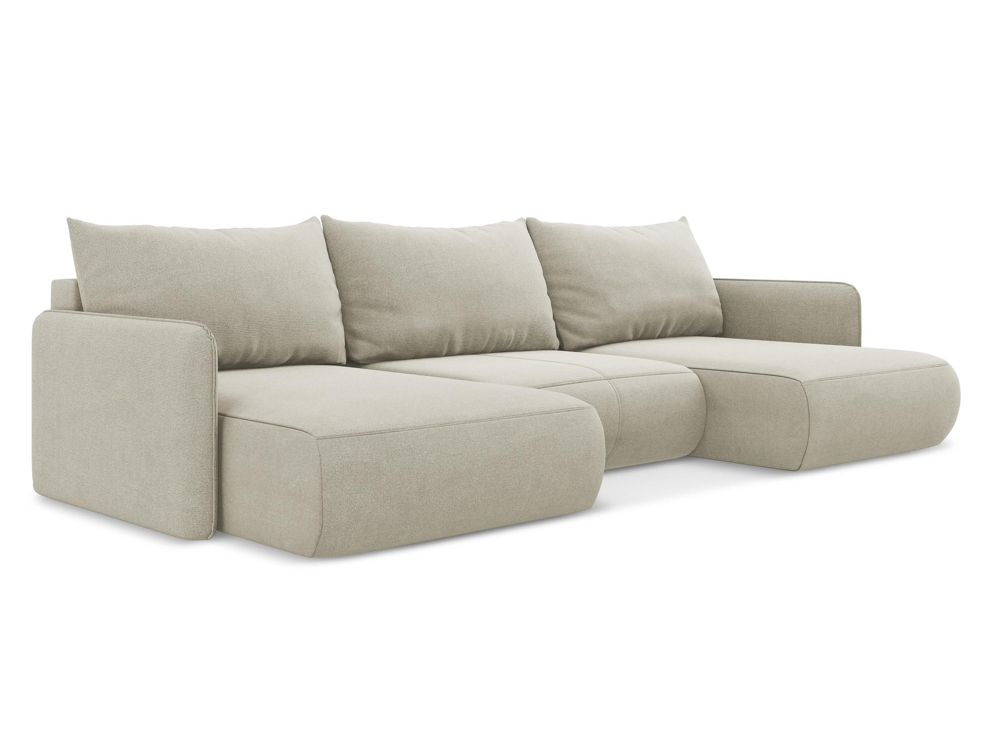 WOHNLANDSCHAFT Strukturstoff Stoff Beige - Beige/Creme, Kunststoff/Textil (290/86/148cm) - Makamii