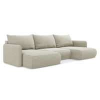 WOHNLANDSCHAFT Strukturstoff Stoff Beige - Beige/Creme, Kunststoff/Textil (290/86/148cm) - Makamii