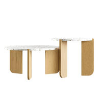 COUCHTISCH 2er-Set 70/70/35 cm und 50/50/45,5 cm modernes Design, Weiß+Naturfarben - Weiß, Holzwerkstoff (120/120/45.5cm) - Redom