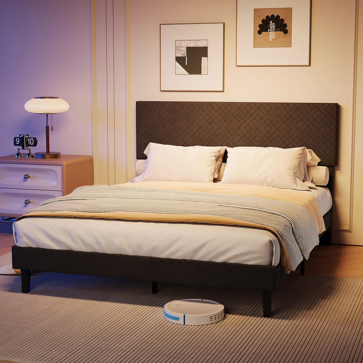 POLSTERBETT 160x200 cm Doppelbett mit Lattenrost, Stoffbett Grau - Grau, Metall (160/200cm) - EuroLiving