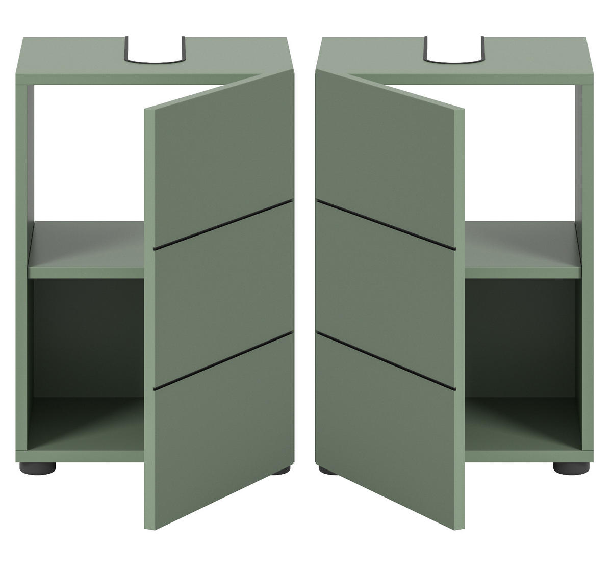 WASCHBECKENUNTERSCHRANK grün, Badezimmer Unterschrank 38 x 56 cm - Schwarz/Grün, Holzwerkstoff/Kunststoff (60/56/34cm) - Inn.Furn