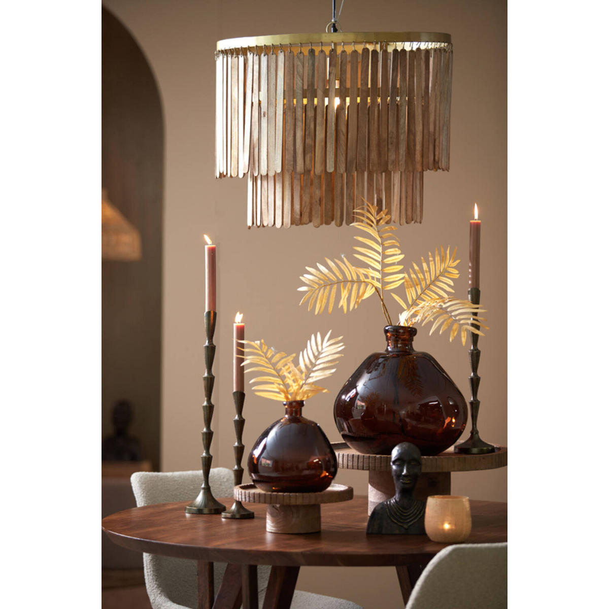 SCHALE CALETA Ø38x13 cm, Holz, Braun - Braun, Holz (38/13/38cm) - Light & Living