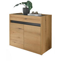 SCHUHSCHRANK Evoke Eiche, grau 80 x 70 cm, Flurkommode mit viel Stauraum - Eichefarben/Schwarz, Holzwerkstoff/Kunststoff (80/70/40cm) - Furn.Design