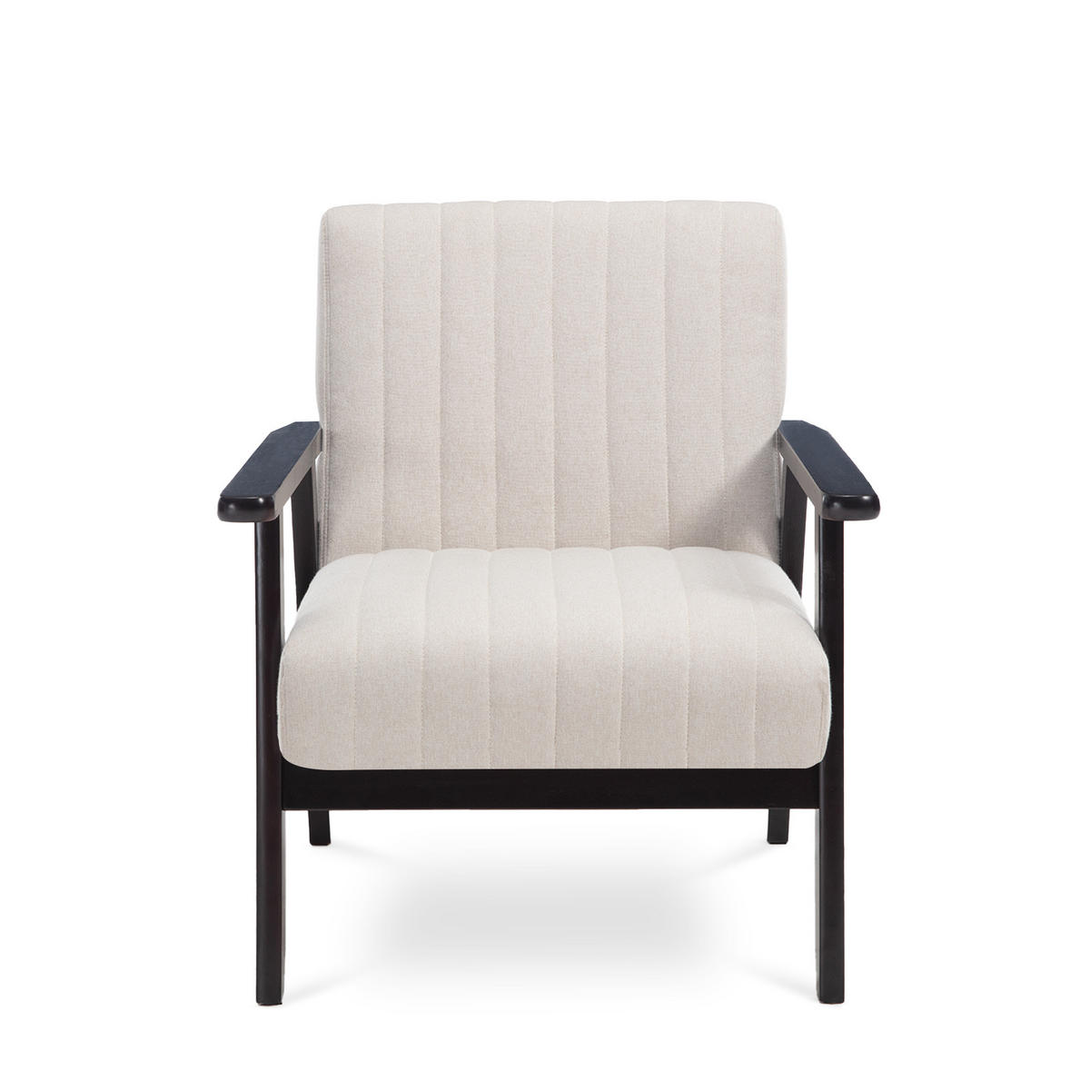 VINTAGE-HOLZSESSEL Erik beige Stoff - Beige/Dunkelbraun, Holz/Textil (65/75.5/75cm) - Sicaan