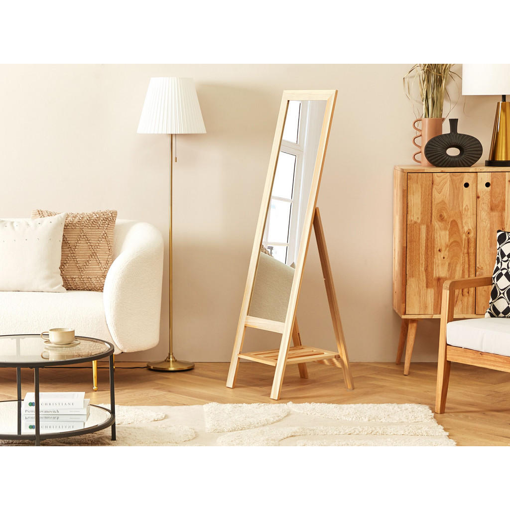 Thumbnail - Beliani Stehspiegel, Hellbraun, Holz, Rechteckig, 40x145x52 cm, Spiegel, Standspiegel