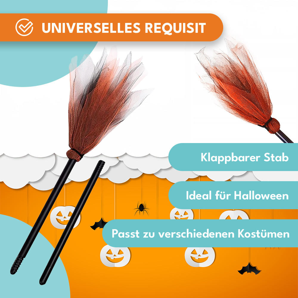 HEXENBESEN Halloween Orange - Orange, Kunststoff (87/4/87cm) - KRUMAD