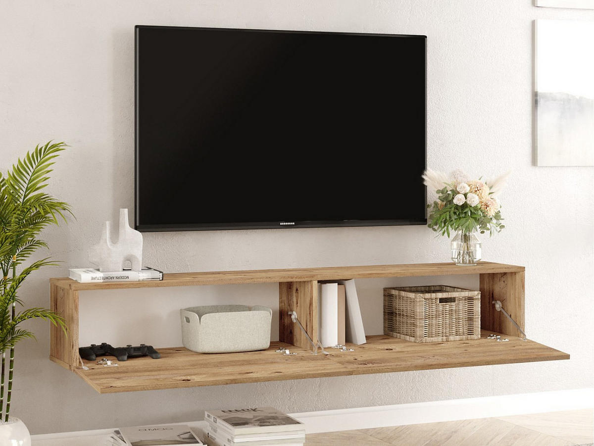TV-HÄNGESCHRANK - 180cm x 31.6cm - Holzspan - naturfarben hell - AUBEPINA - Naturfarben, Holz (180/29.6/31.6cm) - Vente-Unique