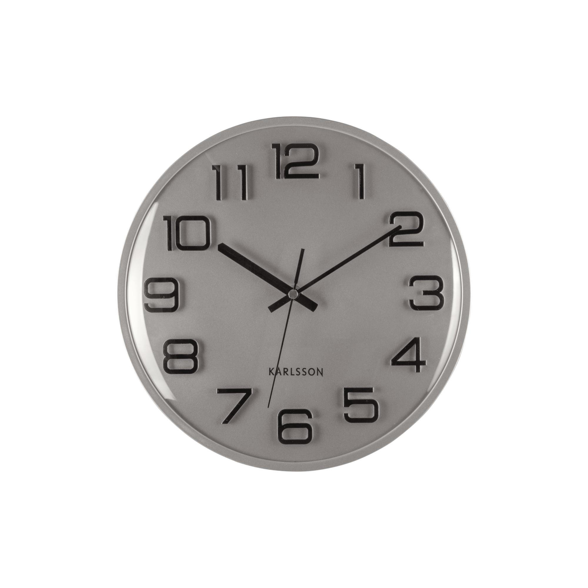 WANDUHR 3D Numbers Silber 30/4.5/30 cm - Silberfarben, Kunststoff (4.5/30/30cm) - Karlsson
