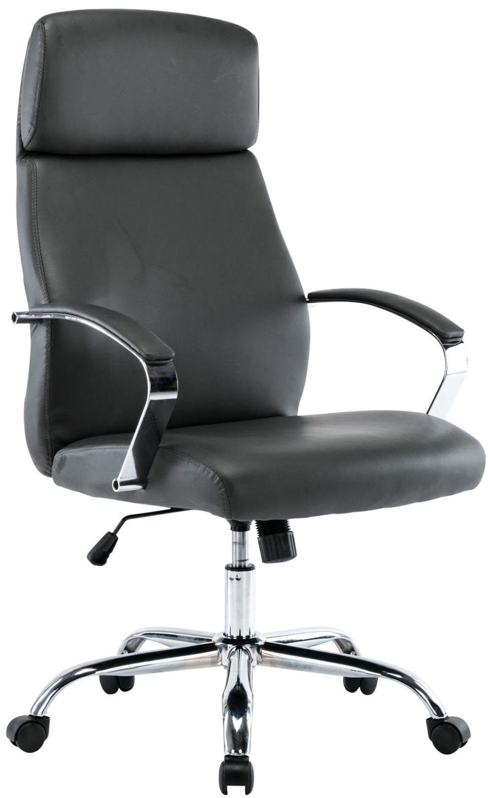 CHEFSESSEL Lederlook grau - Chromfarben/Grau, Textil/Metall (64/113/69cm) - CLP