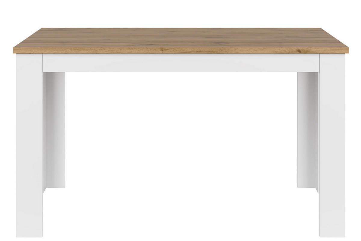 ESSTISCH DAMINO ausklappen, weiß/eiche wotan - Eiche Wotan/Weiß, Holz (86/135/78cm) - KONSIMO®