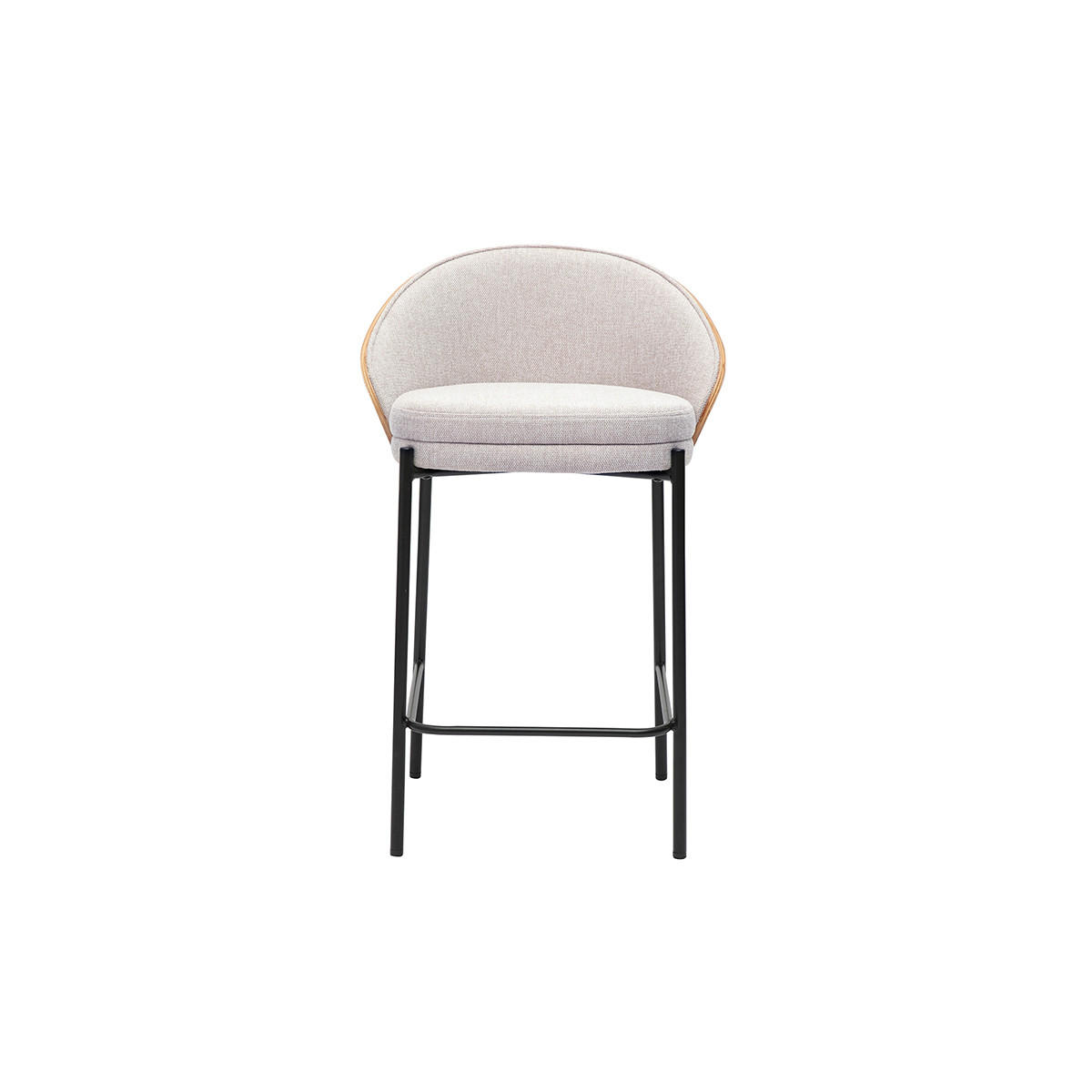 BARHOCKER aus samtartigem, texturiertem Stoff in Beige, dunklem Holz und Metall H65 cm (2er-Set) TUCSON - Beige, Textil (50.5/85.5/54cm) - Miliboo