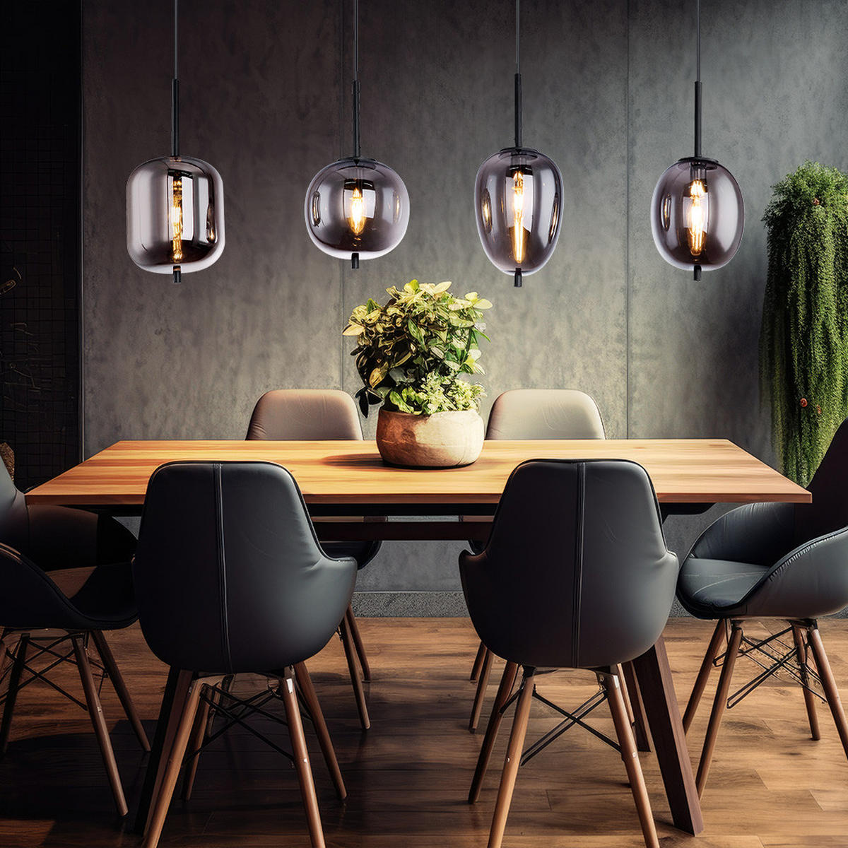 LED HÄNGELEUCHTE Blacky Schwarz Metall Glas - Schwarz, Glas (100/18.5/120cm) - Globo Lighting