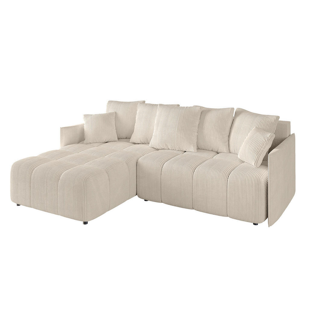 ALTDECOR ROHOVÁ SEDACÍ SOUPRAVA s otomanem vlevo LONLI-L 251x189x68 béžový manšestr