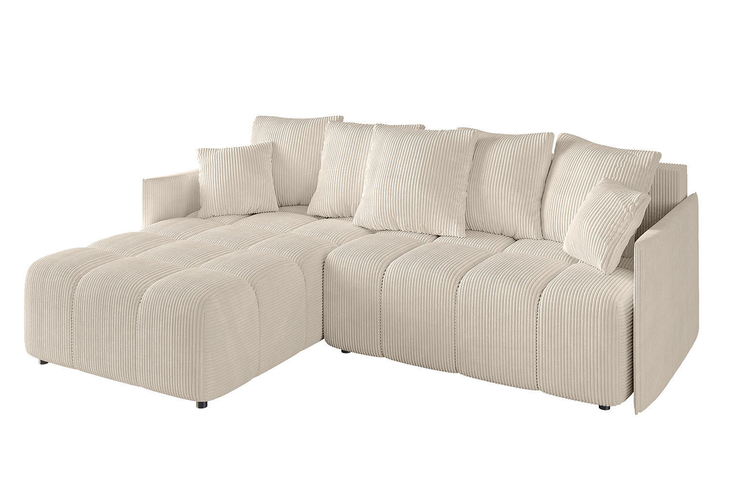 ECKSOFA Ottomane links LONLI-L 251x189x68 Beige Cord - Beige, Holzwerkstoff/Kunststoff (251/189cm) - ALTDECOR