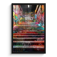 GERAHMTES BILD Treppe - Graffiti - Farben - Kunst 40x60 cm - Multicolor, Papier (40/60cm) - MuchoWow