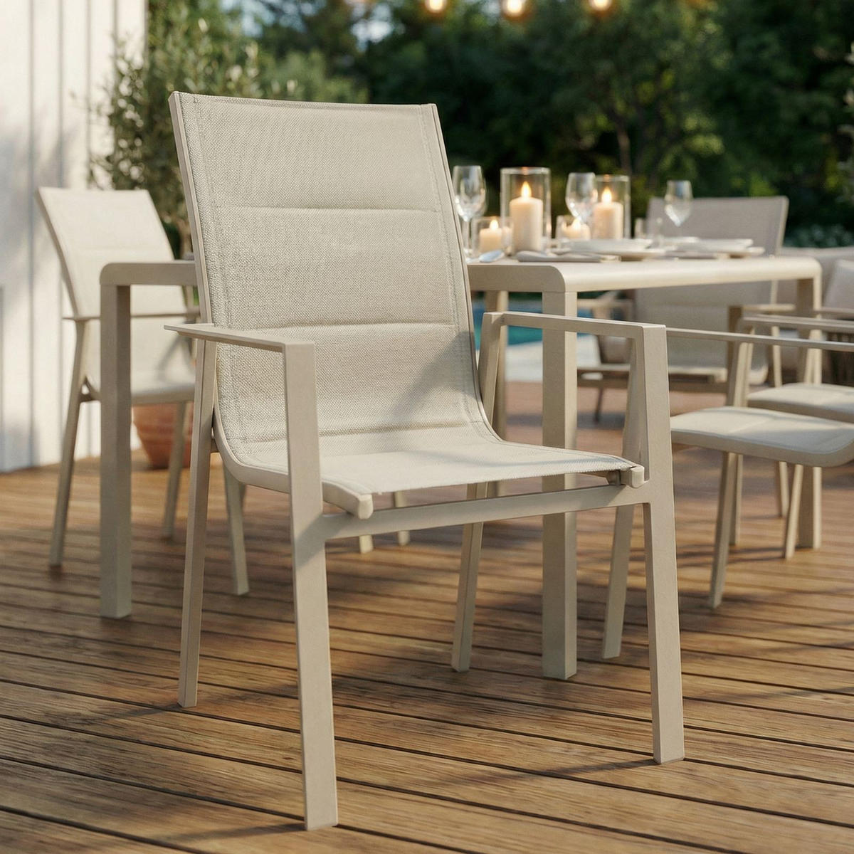 GARTENSTÜHLE TRAPANI 6er-Set champagne - Champagner, Metall (42/91/43cm) - IDIMEX