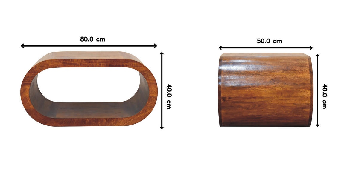 COUCHTISCH Massivholz Amaya, Offenes Fach, Dunkelbraun - Dunkelbraun/Messingfarben, Holz/Metall (50/80/40cm) - Artisan Furniture