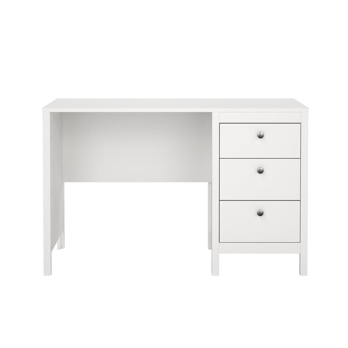 SCHREIBTISCH mit 3 Schubladen barcelone 120,4/48/76,5 cm - Weiß, Holzwerkstoff (120.4/48/76.5cm) - Calicosy