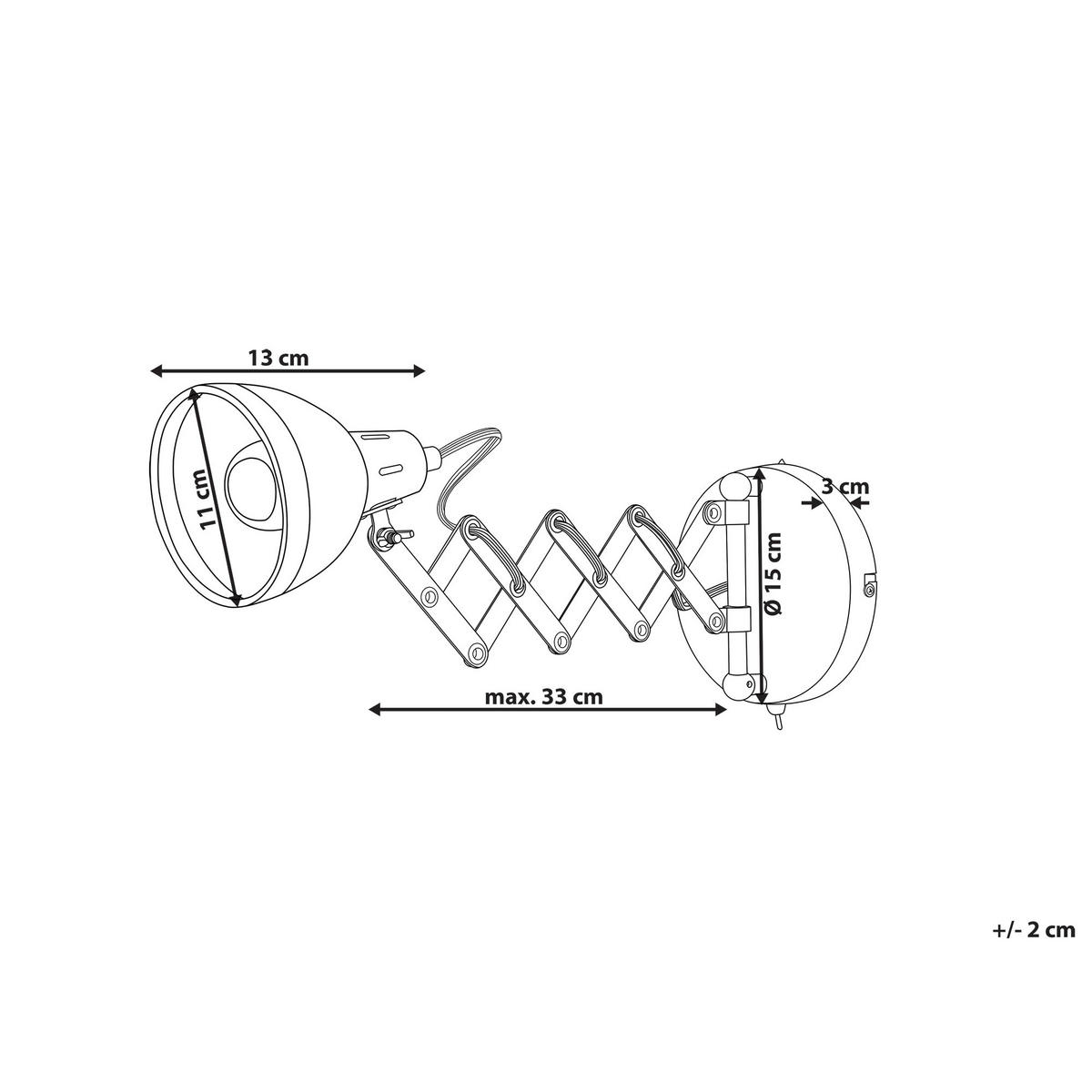 WANDLEUCHTE Harrington 46/11/15 cm - Silberfarben, Metall (11/15/46cm) - Beliani