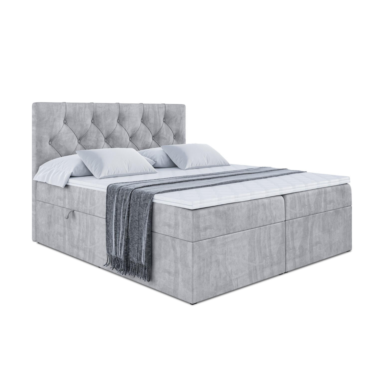 BOXBETT mit Matratze H3 und Lattenrost - MIRAGE - 160x200 Hellgrau - Hellgrau, Holzwerkstoff (160/200cm) - ALTDECOR