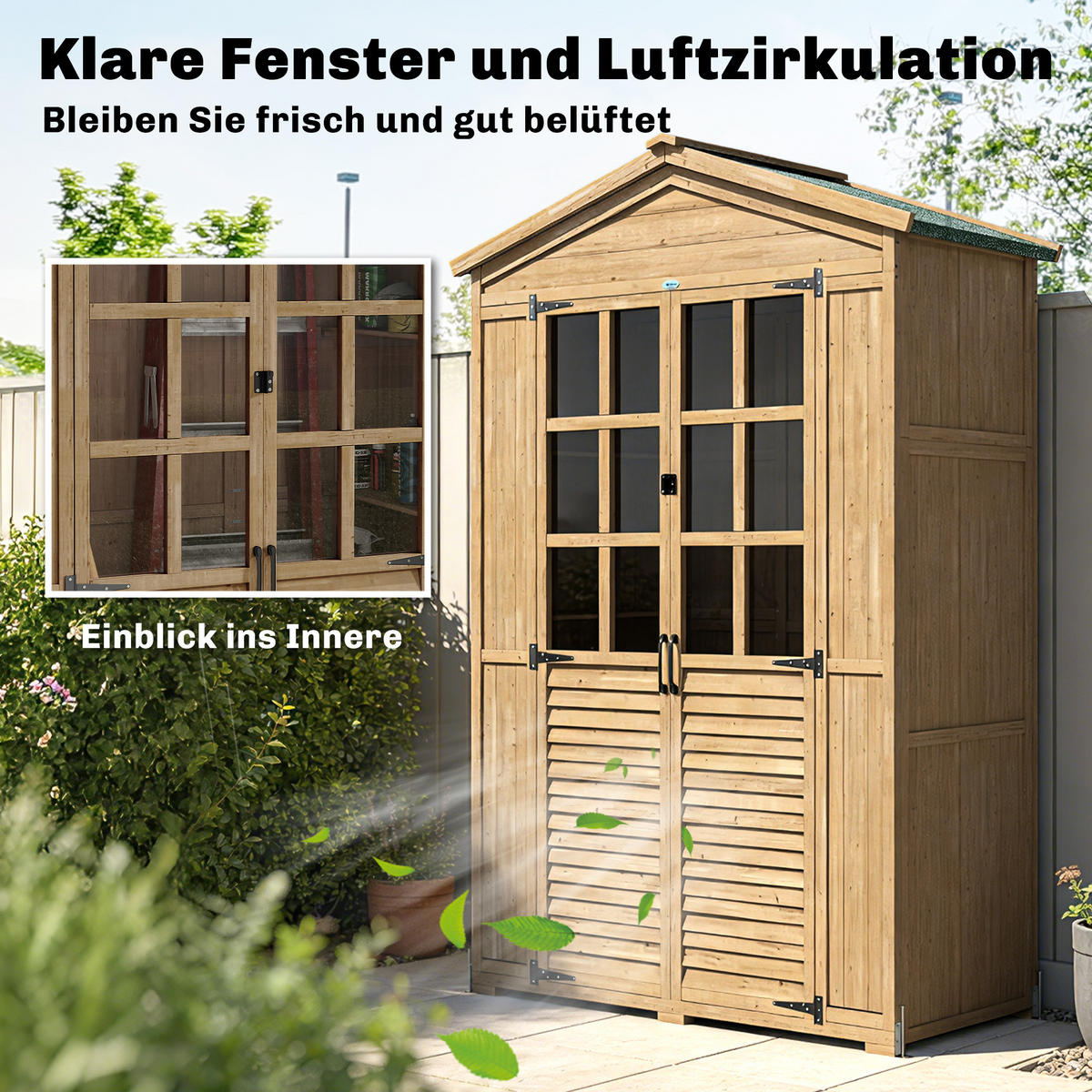 GERÄTESCHUPPEN Tannenholz Braun - Hellbraun, Holz/Kunststoff (57.5/197/128cm) - Outsunny