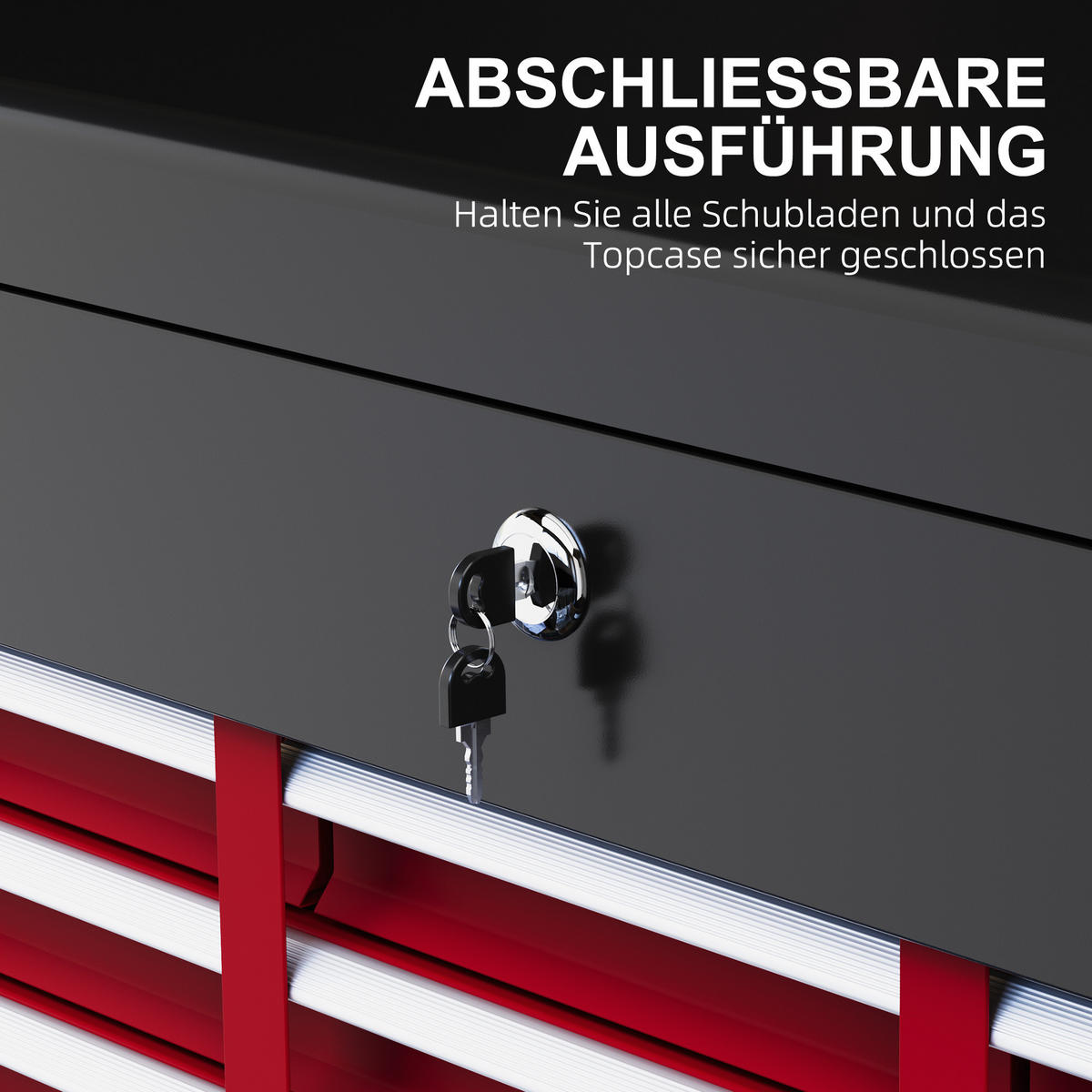 WERKZEUGKASTEN, Stahl, Rot+Schwarz - Rot, Metall (26/34/60cm) - HOMCOM