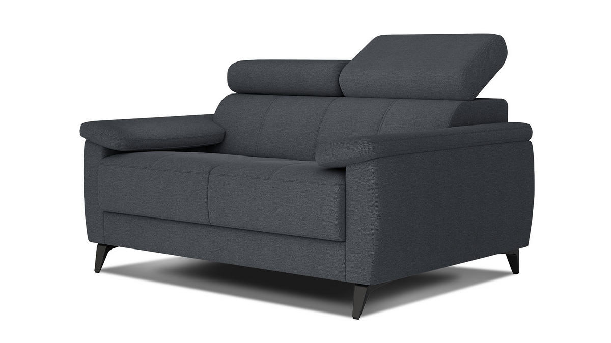 SOFA TAUNUS 2-Sitzer, graphitfarben - Schwarz/Graphitfarben, Holzwerkstoff/Textil (141/80/102cm) - Courtois Laville