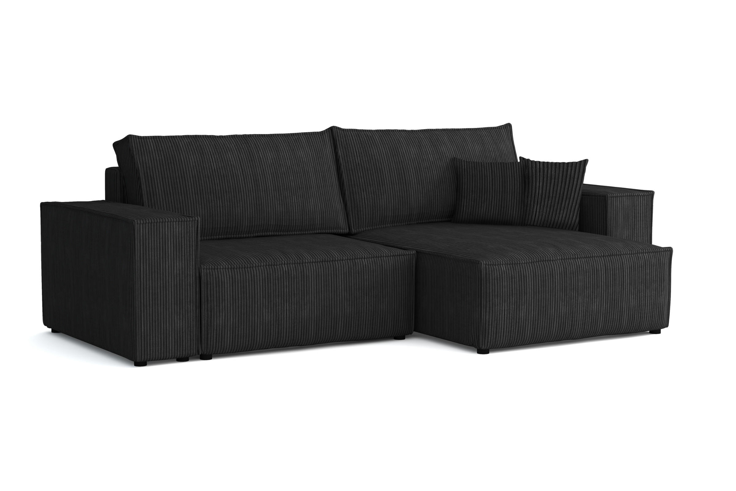 ECKSOFA MATT 255/153 cm rechts in Cord Schwarz - Schwarz, Holz/Holzwerkstoff (255/153cm) - Deine Möbel 24