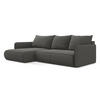 ECKSOFA mit Schlaffunktion Samt Stoff Grau - Dunkelgrau/Schwarz, Kunststoff/Textil (148/240cm) - Makamii