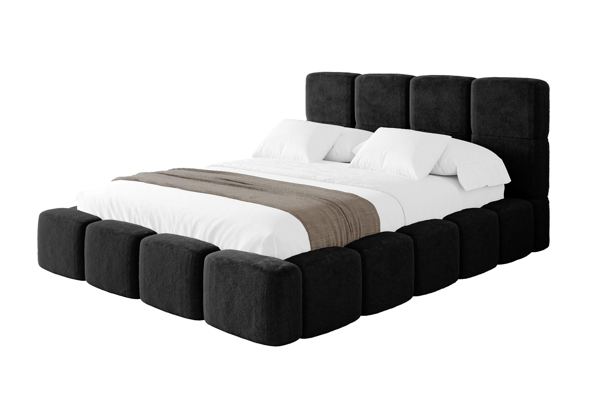 POLSTERBETT mit Bettkasten und Lattenrost mit Kopfteil, Boxbett ohne Matratze, mit Stauraum - NATA 180x200 Schwarz - Schwarz, Holzwerkstoff/Textil (180/200cm) - ALTDECOR