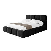 POLSTERBETT mit Bettkasten und Lattenrost mit Kopfteil, Boxbett ohne Matratze, mit Stauraum - NATA 180x200 Schwarz - Schwarz, Holzwerkstoff/Textil (180/200cm) - ALTDECOR