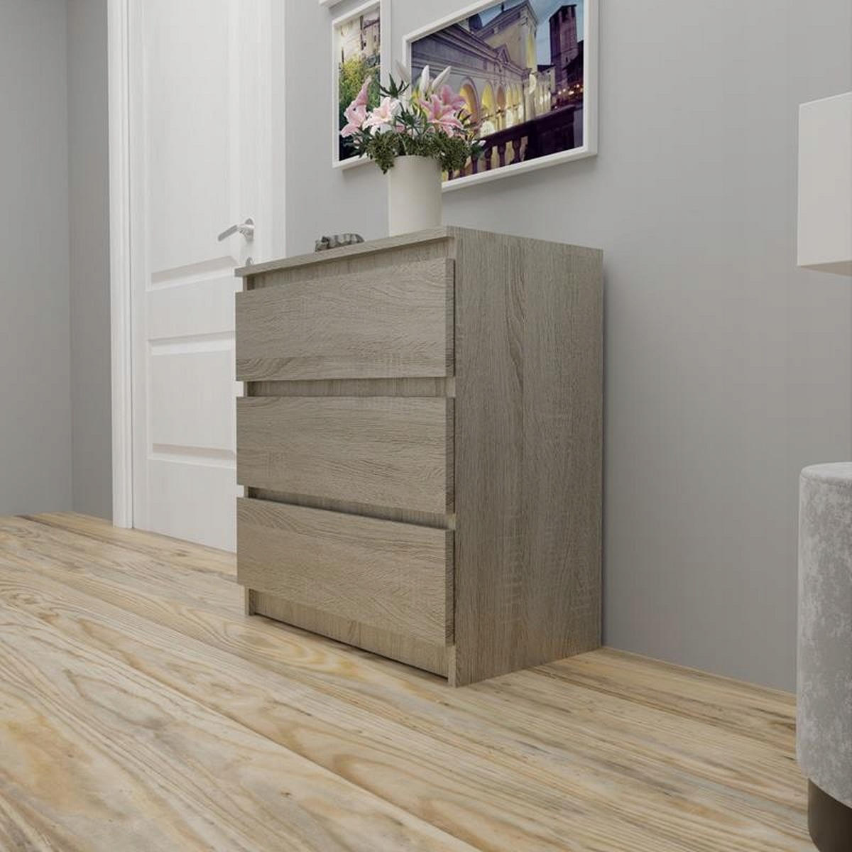 KOMMODE P3 EX3 Sonoma Eiche 70/40/77 cm - Sonoma Eiche, Holzwerkstoff (70/77/40cm) - Matkam Möbel