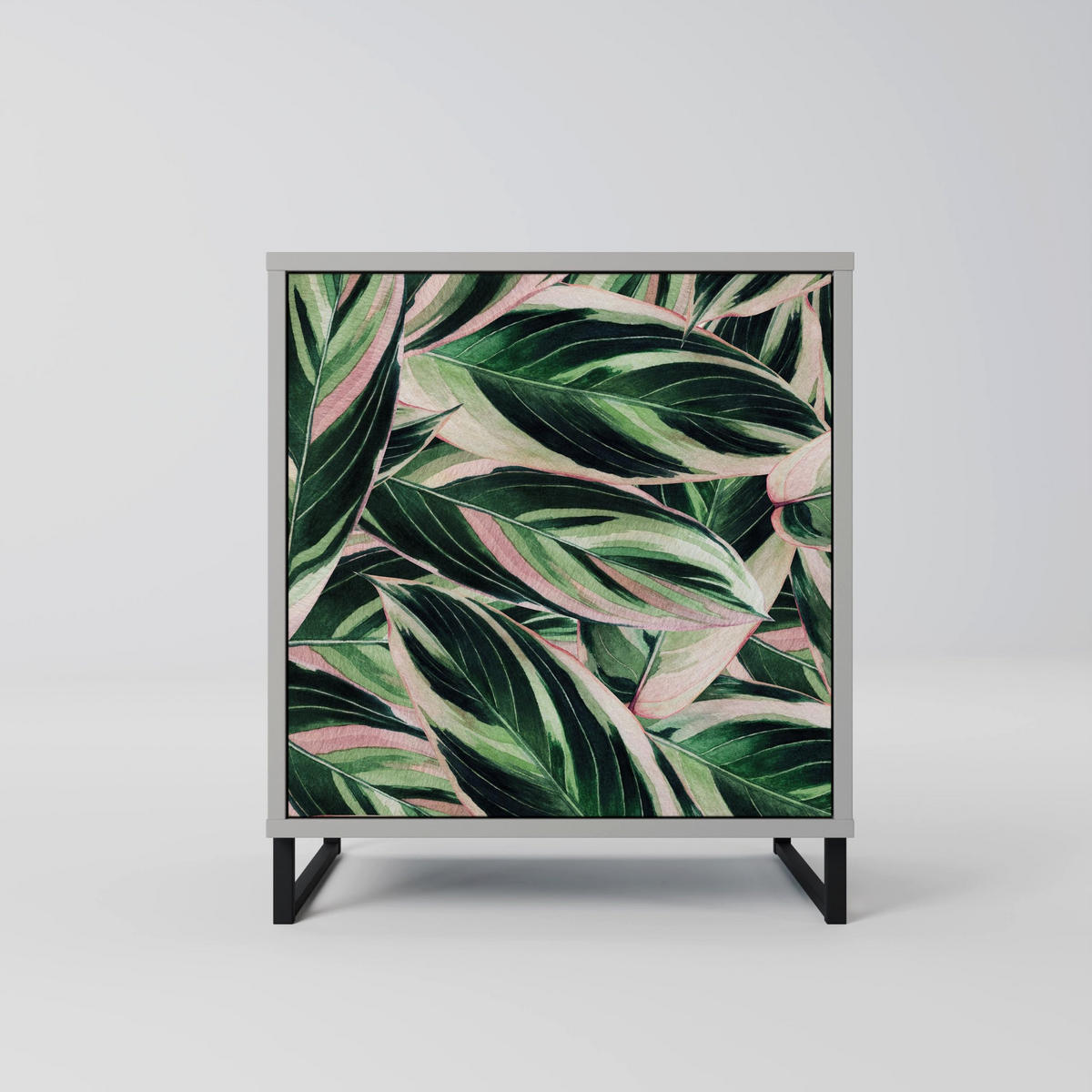 SIDEBOARD EERIE STROMANTHE, Grau, 57,5x42x75,5 cm, Goldfarbene Metallfüße - Goldfarben/Multicolor, Holzwerkstoff/Metall (57.5/75.5/42cm) - SpaceRebels