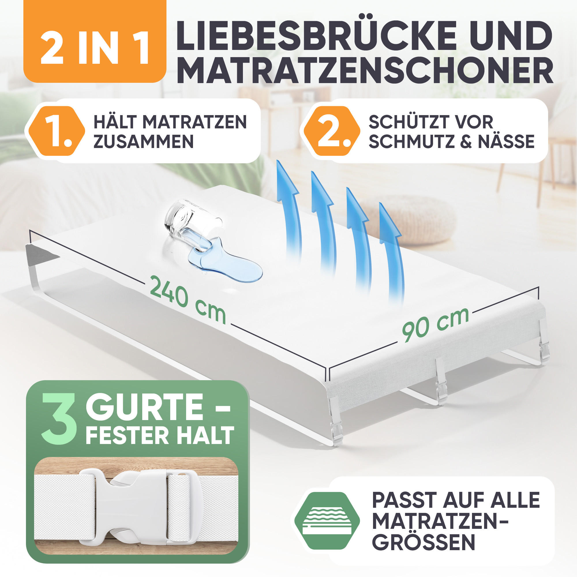 LIEBESBRÜCKE wasserdich mit Spanngurten - Weiß, Textil (18/240cm) - Blumtal