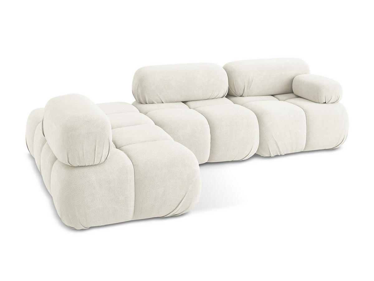 ECKSOFA Links Chenille Stoff Weiß - Pink/Schwarz, Kunststoff/Textil (190/285cm) - Makamii