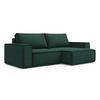 ECKSOFA mit Schlaffunktion Strukturstoff Stoff Grün - Dunkelgrün/Schwarz, Kunststoff/Textil (257/148cm) - Makamii