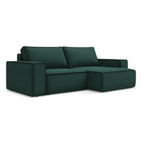 ECKSOFA mit Schlaffunktion Strukturstoff Stoff Grün - Dunkelgrün/Schwarz, Kunststoff/Textil (257/148cm) - Makamii